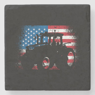 Tractor USA-vlag voor patriottische boer Stenen Onderzetter