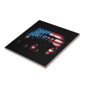 Tractor USA-vlag voor patriottische boer Tegeltje (Zijkant)