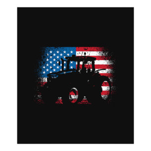 Tractor USA Vlagontwerp voor Patriottische Boer Foto Afdruk