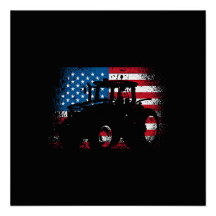 Tractor USA Vlagontwerp voor Patriottische Boer Perfect Poster