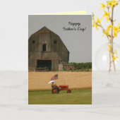 Tractor Vaderdag Kaart: Oude trekker en schuur Kaart (Gele Bloem)