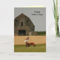 Tractor Vaderdag Kaart: Oude trekker en schuur
