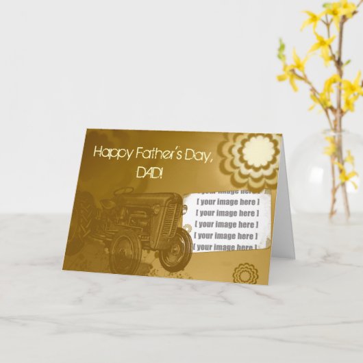 Tractor Vaderdag Kaart: Uw foto toevoegen Kaart (Gele Bloem)