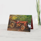  tractor van Antiek rode tractor Boerderij Kaart (Achterkant)