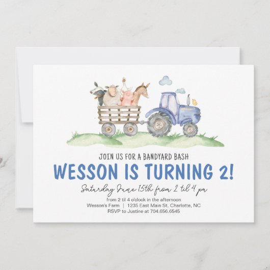 Tractor Verjaardag, Boerderij Verjaardag Uitnodigi Kaart (Voorkant)