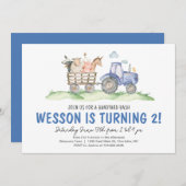 Tractor Verjaardag, Boerderij Verjaardag Uitnodigi Kaart (Voorkant / Achterkant)