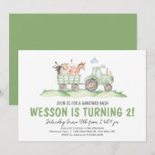 Tractor Verjaardag, Boerderij Verjaardag Uitnodigi Kaart (Voorkant / Achterkant)