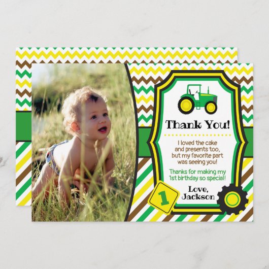 Tractor Verjaardag Dank u kaart met enveloppen (Voorkant / Achterkant)