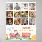 Tractor Verjaardag Eerste Jaar Foto Mijlpaal teken Poster (Voorkant)