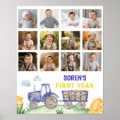 Tractor Verjaardag Eerste Jaar Foto Mijlpaal teken Poster (Voorkant)