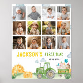 Tractor Verjaardag Eerste Jaar Foto Mijlpaal teken Poster (Voorkant)