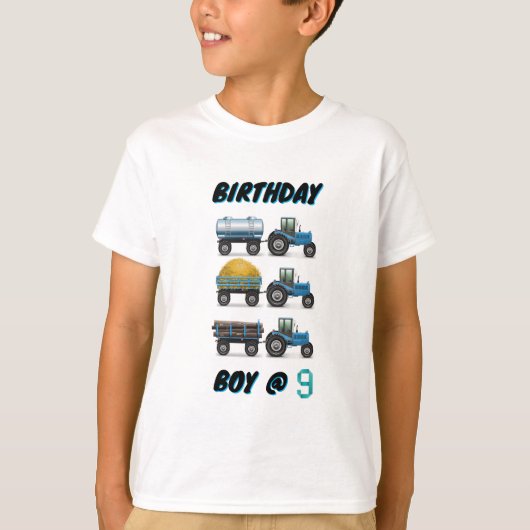 Tractor Verjaardag Jongen @ 9 T-shirt (Voorkant)