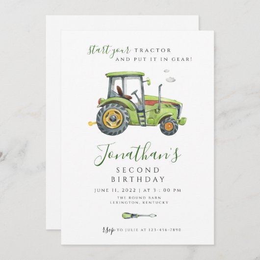 Tractor Verjaardag moderne minimalist Kaart (Voorkant / Achterkant)