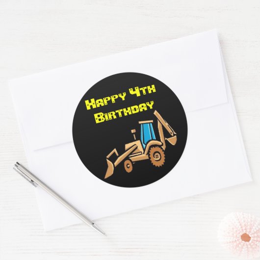 tractor, Verjaardag! Ronde Sticker (Envelop)