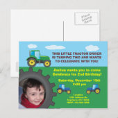 Tractor verjaardagsfeest uitnodiging Briefkaart (Voorkant / Achterkant)