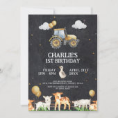 Tractor Verjaardagsfeest Waterverf Boerderijdieren Kaart (Voorkant)