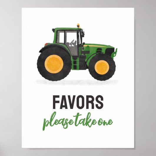 Tractor Verjaardagsfeestgunsten teken Poster (Voorkant)
