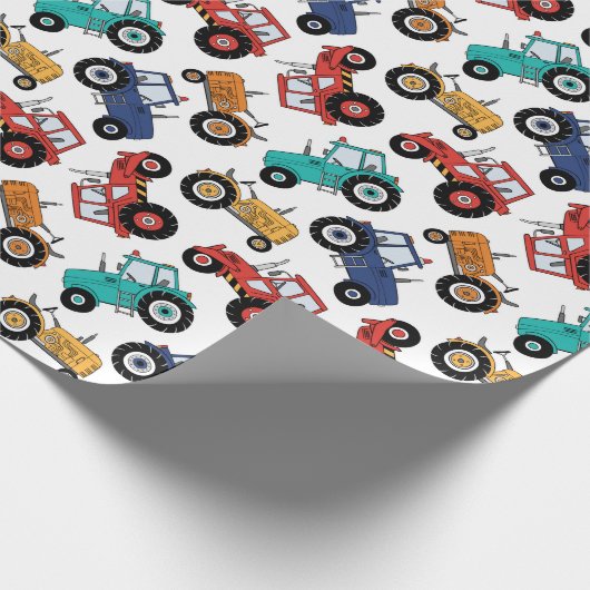 Tractor Verjaardagsfeestje Cadeaupapier (Hoek)