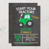 Tractor Verjaardagsfeestje Jongen Kaart (Voorkant / Achterkant)