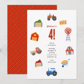 Tractor Verjaardagsfeestje Kaart (Voorkant / Achterkant)