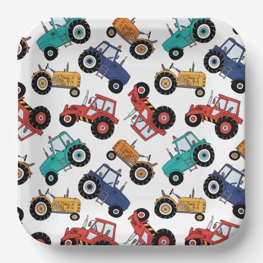 Tractor Verjaardagsfeestje Papieren Bordje (Voorkant)