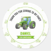 Tractor Verjaardagsfeestje Ronde Sticker (Voorkant)