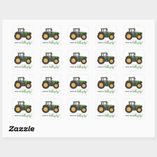 Tractor Verjaardagsfeestje Vierkante Sticker (Vel)