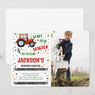 Tractor verjaardagsfoto uitnodiging