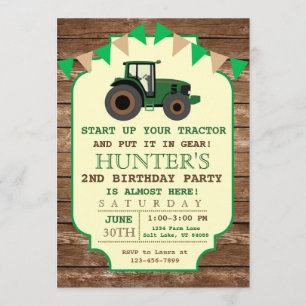 Tractor verjaardagsuitnodiging, boerderij verjaard kaart