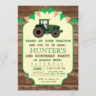 Tractor verjaardagsuitnodiging, boerderij verjaard kaart