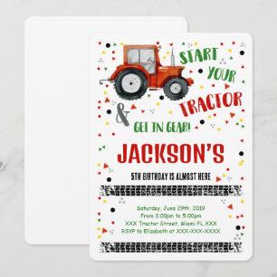 Tractor verjaardagsuitnodiging kaart