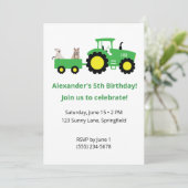 Tractor verjaardagsuitnodiging • Uitnodiging aanpa (Staand voorkant)