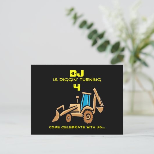 Tractor verjaardagsuitnodiging uitnodiging briefkaart (Staand voorkant)