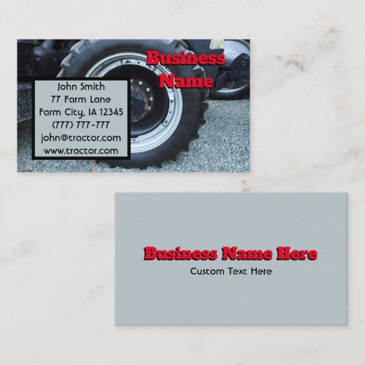 Tractor voor zwart en grijs Boerderij Visitekaartje (Voorkant / Achterkant)