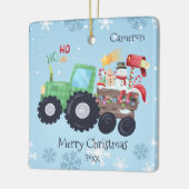 Tractor Vrolijk Kerstfeest Naam en jaar Keramisch Ornament (Links)