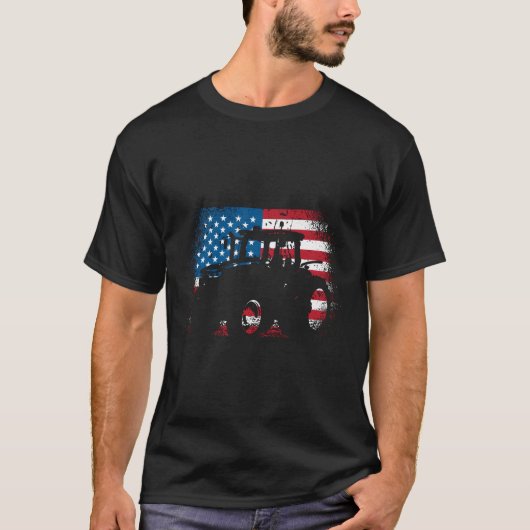 Tractor VS Vlag voor Patriottische Boer T-shirt (Voorkant)