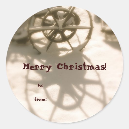 Tractor Wheel Christmas Gift Label (Voorkant)