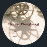 Tractor Wheel Christmas Gift Label<br><div class="desc">Oud tractorwiel op deze kerstcadeau label sticker. Kies grote of kleine stickers.</div>