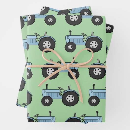 tractorblauw inpakpapier vel (In situ)