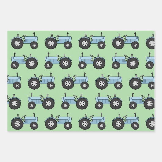  tractorblauw inpakpapier vel (Voorkant)