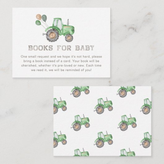 Tractorboeken voor Baby | Baby shower van trekkers Informatiekaartje (Voorkant / Achterkant)