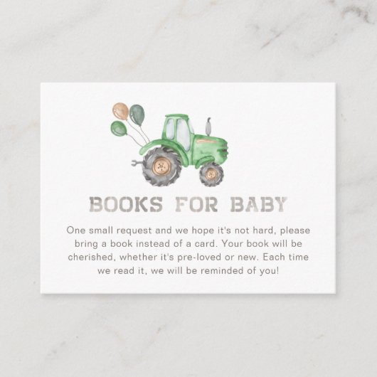 Tractorboeken voor Baby | Baby shower van trekkers Informatiekaartje (Voorkant)