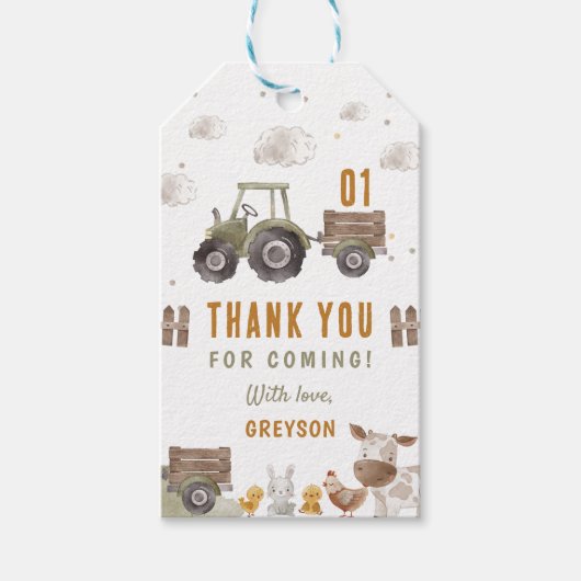 Tractorboerderij verjaardagsfeestje Dieren Schuur Cadeaulabel (Voorkant)