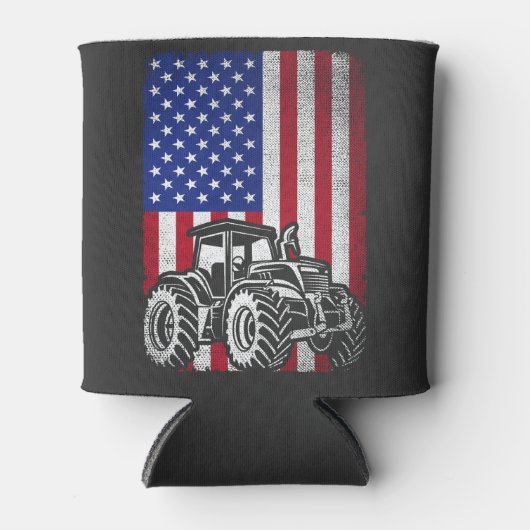 Tractoren Boer Amerikaanse vlag Patriottische land Blikjeskoeler (Voorkant)