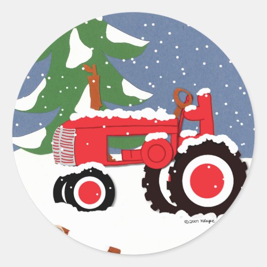 Tractorenhelling wintersticker ronde sticker (Voorkant)