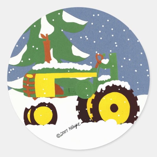 Tractorenhelling wintersticker ronde sticker (Voorkant)
