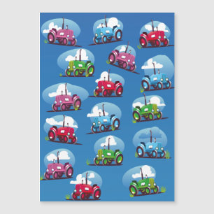 Tractorpatroon (blauwe achtergrond)