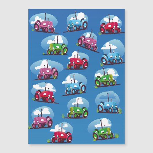Tractorpatroon (blauwe achtergrond) (Voorkant)