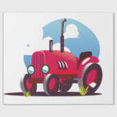 Tractorpatroon (blauwe achtergrond) cadeaupapier (Vlak)