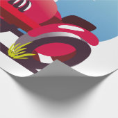 Tractorpatroon (blauwe achtergrond) cadeaupapier (Hoek)